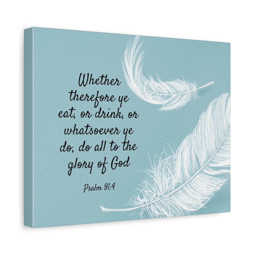 Scripture Canvas Glory Of God Psalm 91:4 Feather Christian Wall Art Bible Verse